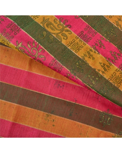 Sanskriti Vintage Indian Sarees Art Silk Woven Painted Premium Sari Craft Fabric, PS-60439-Multi Color-Painted Work-Art Silk-3