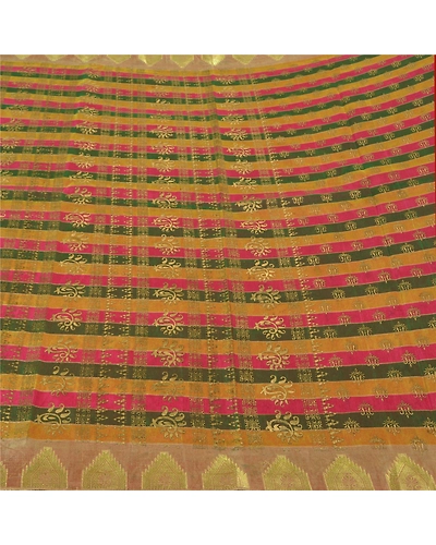 Sanskriti Vintage Indian Sarees Art Silk Woven Painted Premium Sari Craft Fabric, PS-60439-Multi Color-Painted Work-Art Silk-4