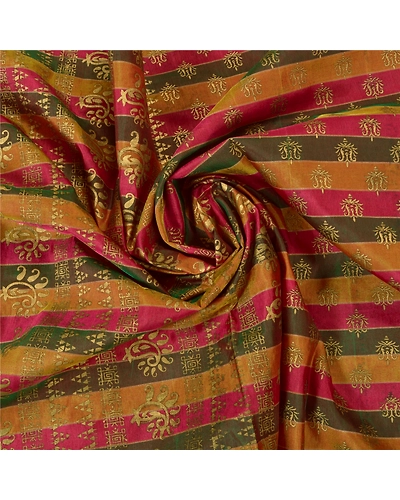 Sanskriti Vintage Indian Sarees Art Silk Woven Painted Premium Sari Craft Fabric, PS-60439-Multi Color-Painted Work-Art Silk-7