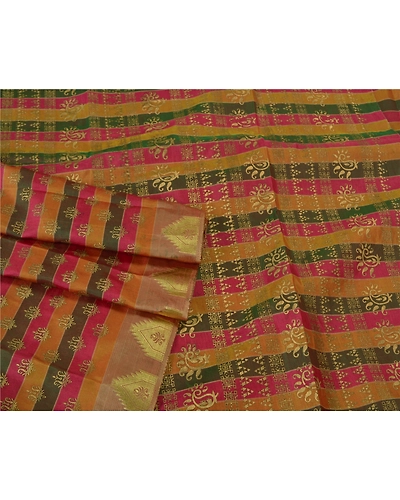 Sanskriti Vintage Indian Sarees Art Silk Woven Painted Premium Sari Craft Fabric, PS-60439-Multi Color-Painted Work-Art Silk-8