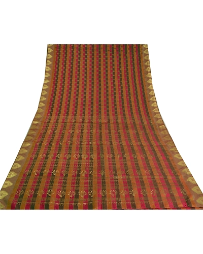 Sanskriti Vintage Indian Sarees Art Silk Woven Painted Premium Sari Craft Fabric, PS-60439-Multi Color-Painted Work-Art Silk-9