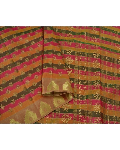 Sanskriti Vintage Indian Sarees Art Silk Woven Painted Premium Sari Craft Fabric, PS-60439-Multi Color-Painted Work-Art Silk-10