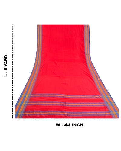 Sanskriti Vintage Red Indian Sarees Art Silk Traditional Woven Ilkal Sari Fabric, PS-60453-Red-Woven Work-Art Silk-1