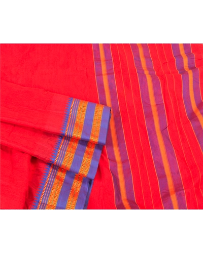 Sanskriti Vintage Red Indian Sarees Art Silk Traditional Woven Ilkal Sari Fabric, PS-60453-Red-Woven Work-Art Silk-8