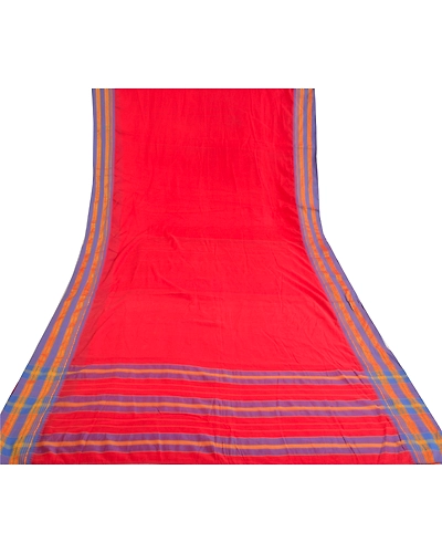 Sanskriti Vintage Red Indian Sarees Art Silk Traditional Woven Ilkal Sari Fabric, PS-60453-Red-Woven Work-Art Silk-9