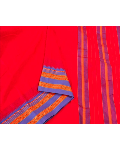 Sanskriti Vintage Red Indian Sarees Art Silk Traditional Woven Ilkal Sari Fabric, PS-60453-Red-Woven Work-Art Silk-10