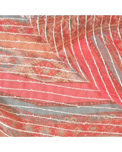 Sanskriti Vintage Red Indian Sarees Georgette Hand Beaded Premium Sari Fabric, PS-60527-Shade Of Red-Thread Work-Georgette-3