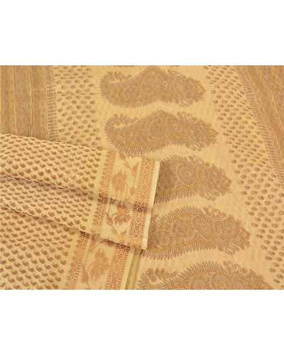 Sanskriti Vintage Ivory Sarees Cotton Silk Printed Woven Kota Sari Craft Fabric, PS-60566-Ivory-Printed Work-Cotton Silk-8