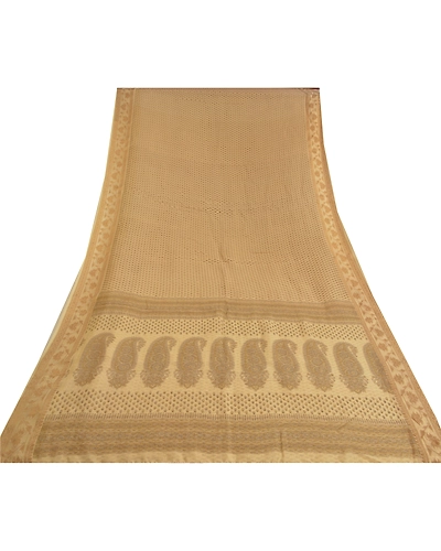 Sanskriti Vintage Ivory Sarees Cotton Silk Printed Woven Kota Sari Craft Fabric, PS-60566-Ivory-Printed Work-Cotton Silk-9
