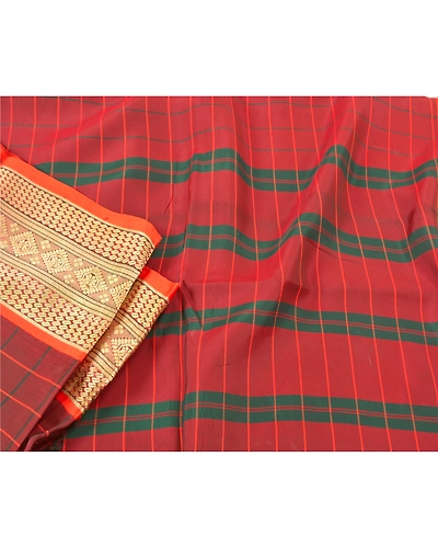 Sanskriti Vintage Dark Red Indian Sarees Blend Silk Woven Premium Sari Fabric, PS-60570-Dark Red-Woven Work-Blend Silk-2