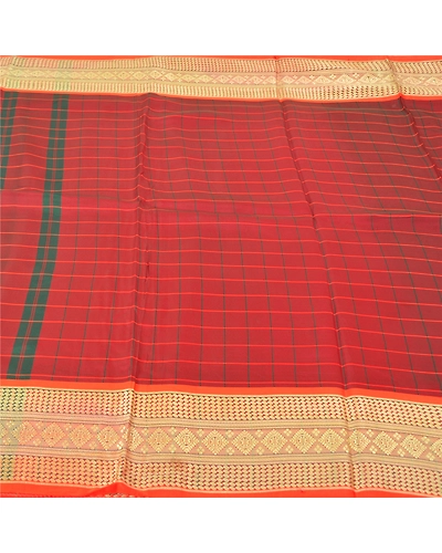 Sanskriti Vintage Dark Red Indian Sarees Blend Silk Woven Premium Sari Fabric, PS-60570-Dark Red-Woven Work-Blend Silk-4