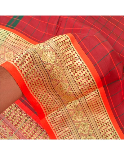 Sanskriti Vintage Dark Red Indian Sarees Blend Silk Woven Premium Sari Fabric, PS-60570-Dark Red-Woven Work-Blend Silk-5