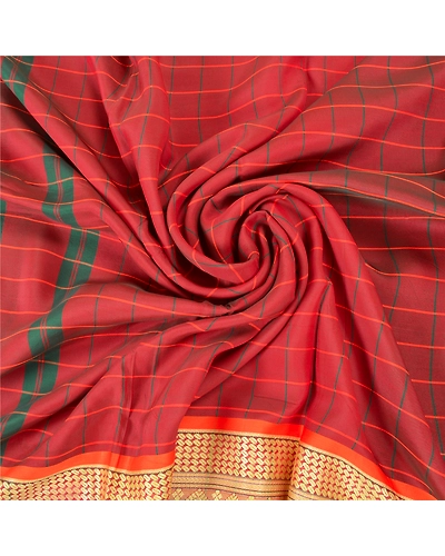 Sanskriti Vintage Dark Red Indian Sarees Blend Silk Woven Premium Sari Fabric, PS-60570-Dark Red-Woven Work-Blend Silk-7