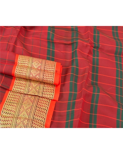 Sanskriti Vintage Dark Red Indian Sarees Blend Silk Woven Premium Sari Fabric, PS-60570-Dark Red-Woven Work-Blend Silk-8