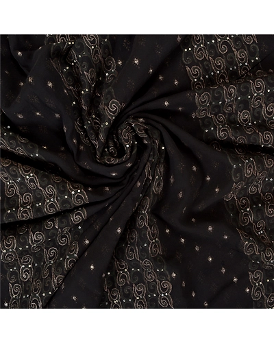 Sanskriti Vintage Bollywood Sarees Pure Georgette Silk Hand Beaded Sari Fabric, PS-60596-Black-Sequins Work-100% Pure Georgette Silk-7