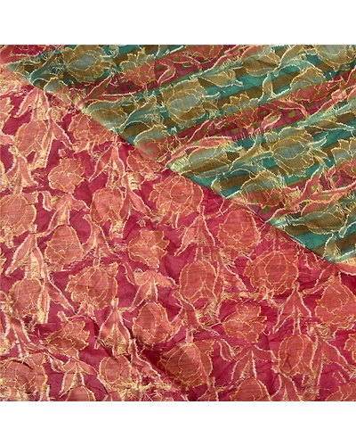 Sanskriti Vintage Dark Red Indian Sarees 100% Pure Silk Woven Sari Craft Fabric, PS-60600-Dark Red &amp; Green-Woven Work-100% Pure Silk-3