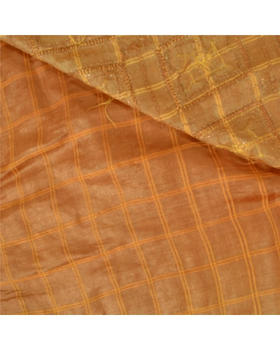 Sanskriti Vintage Brown Sarees Pure Silk Hand Beaded Woven Premium Sari Fabric, PS-60632-Shade Of Brown-Thread Work-100% Pure Silk-3
