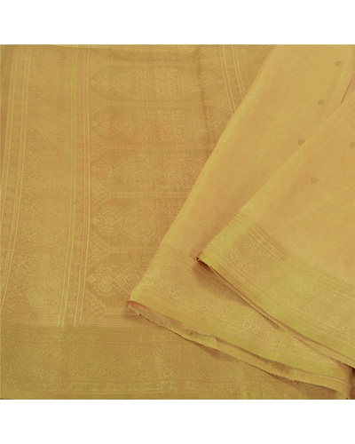 Sanskriti Vintage Golden Indian Sarees 100% Pure Silk Woven Sari Craft Fabric, PS-60649-Shade Of Golden-Woven Work-100% Pure Silk-2