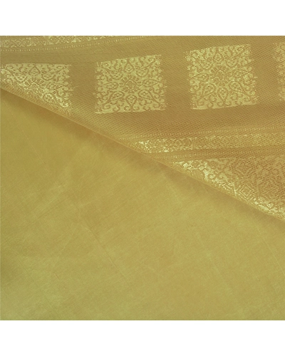 Sanskriti Vintage Golden Indian Sarees 100% Pure Silk Woven Sari Craft Fabric, PS-60649-Shade Of Golden-Woven Work-100% Pure Silk-3