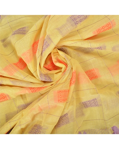 Sanskriti Vintage Cream Sarees 100% Pure Cotton Hand-Woven Premium Sari Fabric, PS-60652-Cream-Woven Work-100% Pure Cotton-7