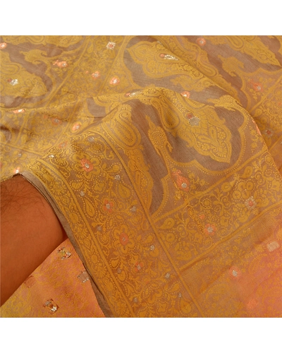 Sanskriti Vintage Pink Sarees 100% Pure Silk Woven Premium Sari Craft Fabric, PS-60687-Shade Of Rusty Purple &amp; Pink-Woven Work-100% Pure Silk-5