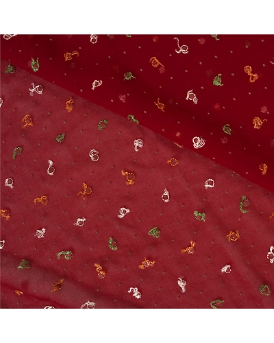 Sanskriti Vintage Dark Red Sarees Georgette Embroidered Cultural Sari Fabric, PS-60702-Dark Red-Patch Work-Georgette-3