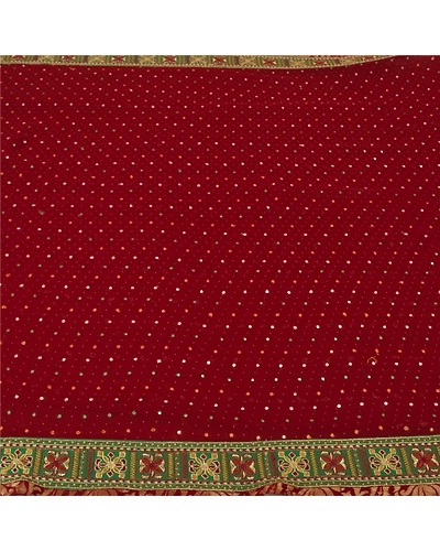 Sanskriti Vintage Dark Red Sarees Georgette Embroidered Cultural Sari Fabric, PS-60702-Dark Red-Patch Work-Georgette-4