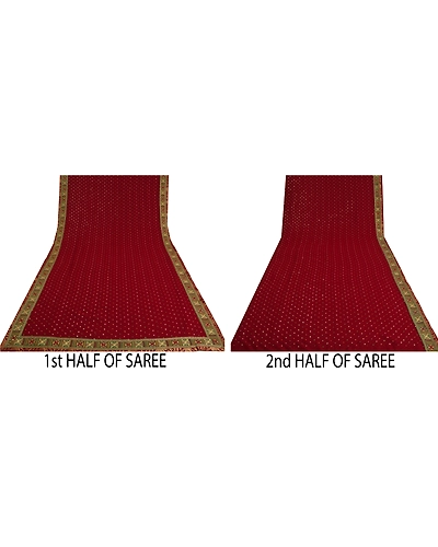 Sanskriti Vintage Dark Red Sarees Georgette Embroidered Cultural Sari Fabric, PS-60702-Dark Red-Patch Work-Georgette-6