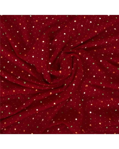 Sanskriti Vintage Dark Red Sarees Georgette Embroidered Cultural Sari Fabric, PS-60702-Dark Red-Patch Work-Georgette-7