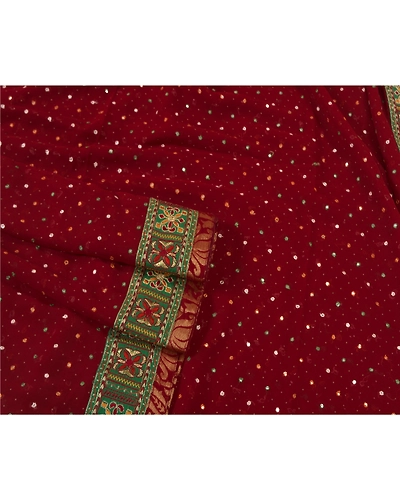 Sanskriti Vintage Dark Red Sarees Georgette Embroidered Cultural Sari Fabric, PS-60702-Dark Red-Patch Work-Georgette-8