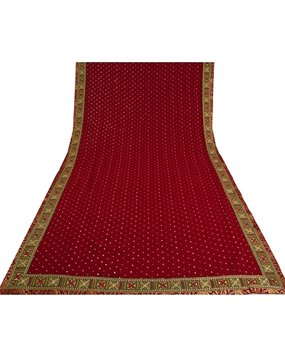 Sanskriti Vintage Dark Red Sarees Georgette Embroidered Cultural Sari Fabric, PS-60702-Dark Red-Patch Work-Georgette-9