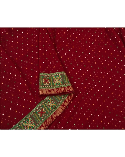 Sanskriti Vintage Dark Red Sarees Georgette Embroidered Cultural Sari Fabric, PS-60702-Dark Red-Patch Work-Georgette-10