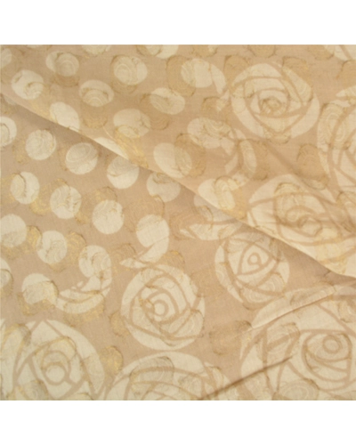 Sanskriti Vintage Bollywood Sarees Pure Georgette Silk Embroidered Sari Fabric, PS-60756-Pale Ivory-Patch Work-Pure Silk-3