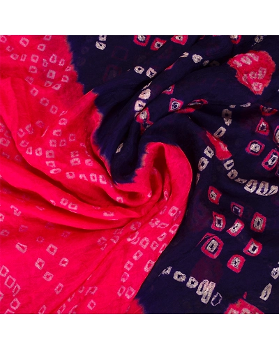 Sanskriti Vintage Purple Sarees Blend Silk Bandhani Woven Premium Sari Fabric, PS-60779-Purple &amp; Pink-Bandhani Work-Blend Silk-7