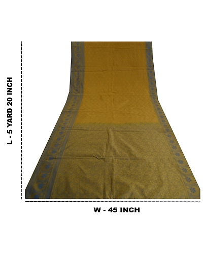 Sanskriti Vintage Green Indian Sarees Art Silk Woven Sari Craft 5 Yard Fabric, PS-60780-Green-Woven Work-Art Silk-1