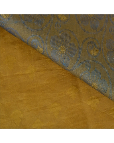 Sanskriti Vintage Green Indian Sarees Art Silk Woven Sari Craft 5 Yard Fabric, PS-60780-Green-Woven Work-Art Silk-3