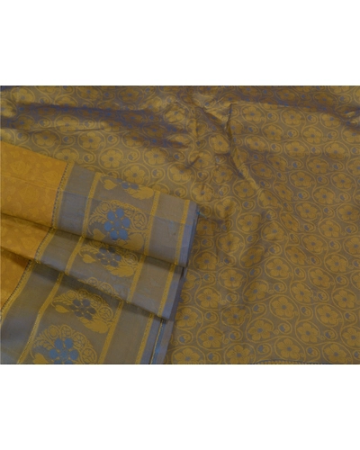 Sanskriti Vintage Green Indian Sarees Art Silk Woven Sari Craft 5 Yard Fabric, PS-60780-Green-Woven Work-Art Silk-8
