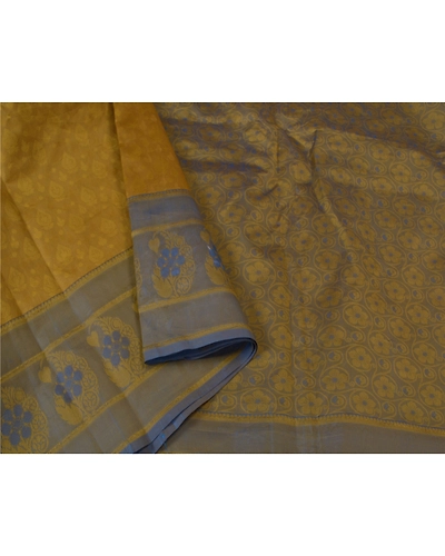 Sanskriti Vintage Green Indian Sarees Art Silk Woven Sari Craft 5 Yard Fabric, PS-60780-Green-Woven Work-Art Silk-10