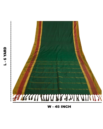 Sanskriti Vintage Green Sarees Art Silk Woven Premium Zari Sari Craft Fabric, PS-60784-Green-Zari Work-Art Silk-1