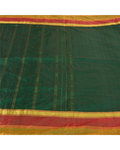 Sanskriti Vintage Green Sarees Art Silk Woven Premium Zari Sari Craft Fabric, PS-60784-Green-Zari Work-Art Silk-4