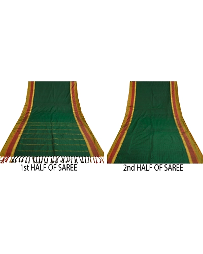 Sanskriti Vintage Green Sarees Art Silk Woven Premium Zari Sari Craft Fabric, PS-60784-Green-Zari Work-Art Silk-6