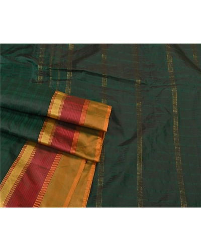 Sanskriti Vintage Green Sarees Art Silk Woven Premium Zari Sari Craft Fabric, PS-60784-Green-Zari Work-Art Silk-8