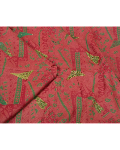 Sanskriti Vintage Pink Sarees 100% Pure Silk Hand Embroidered Sari Craft Fabric, PS-60789-Shade Of Pink-Thread Work-Pure Silk-2