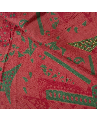 Sanskriti Vintage Pink Sarees 100% Pure Silk Hand Embroidered Sari Craft Fabric, PS-60789-Shade Of Pink-Thread Work-Pure Silk-3