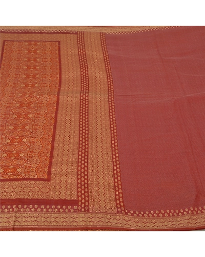 Sanskriti Vintage Brick Red Sarees 100% Pure Silk Woven Premium Sari Fabric, PS-60791-Brick Red-Woven Work-Pure Silk-4