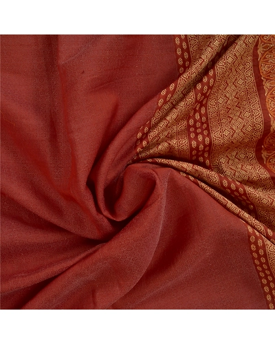 Sanskriti Vintage Brick Red Sarees 100% Pure Silk Woven Premium Sari Fabric, PS-60791-Brick Red-Woven Work-Pure Silk-7