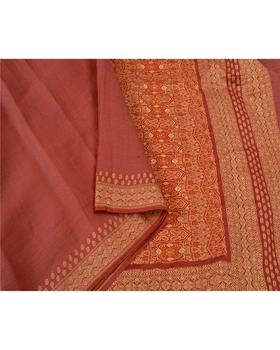 Sanskriti Vintage Brick Red Sarees 100% Pure Silk Woven Premium Sari Fabric, PS-60791-Brick Red-Woven Work-Pure Silk-10