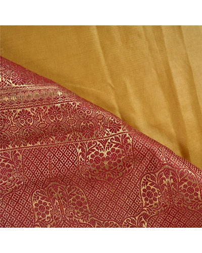 Sanskriti Vintage Green Sarees Art Silk Embroidered Woven Premium Sari Fabric, PS-60794-Shade Of Green &amp; Dark Red-Thread Work-Art Silk-3
