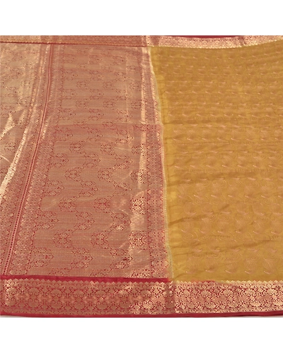 Sanskriti Vintage Green Sarees Art Silk Embroidered Woven Premium Sari Fabric, PS-60794-Shade Of Green &amp; Dark Red-Thread Work-Art Silk-4