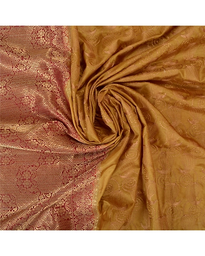 Sanskriti Vintage Green Sarees Art Silk Embroidered Woven Premium Sari Fabric, PS-60794-Shade Of Green &amp; Dark Red-Thread Work-Art Silk-7